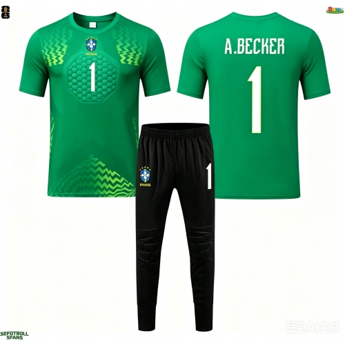 Brasilien Alisson Becker #1 Målvakt Bortaställ Barn VM 2026 Kortärmad (+ Korta byxor)